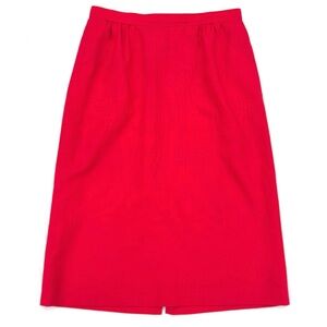 Vintage 80s Bright Cherry Red Retro A-Line Lined Side Pocket Preppy Career Skirt